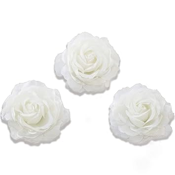 Amazon Com Pack Of Three 8cm 3 15 In White Rose Flower Hair