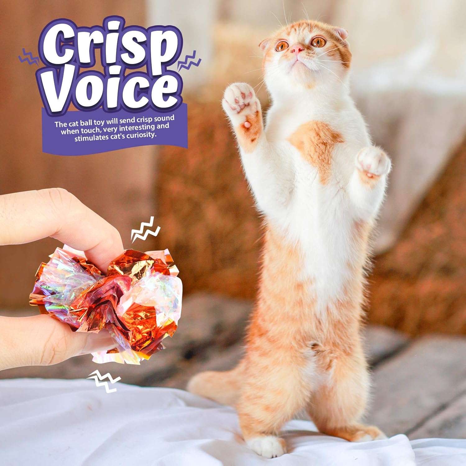 HNYYZL 10 Pack Crinkle Balls Cat Toys, Mylar Crinkle Balls Cat Toy