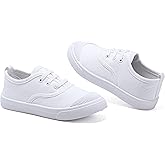 Kids White Shoes Toddlers Canvas Sneakers Slip-on Light Weight Comfortable Causal Running Shoes Skin-Friendly for Boys Girls