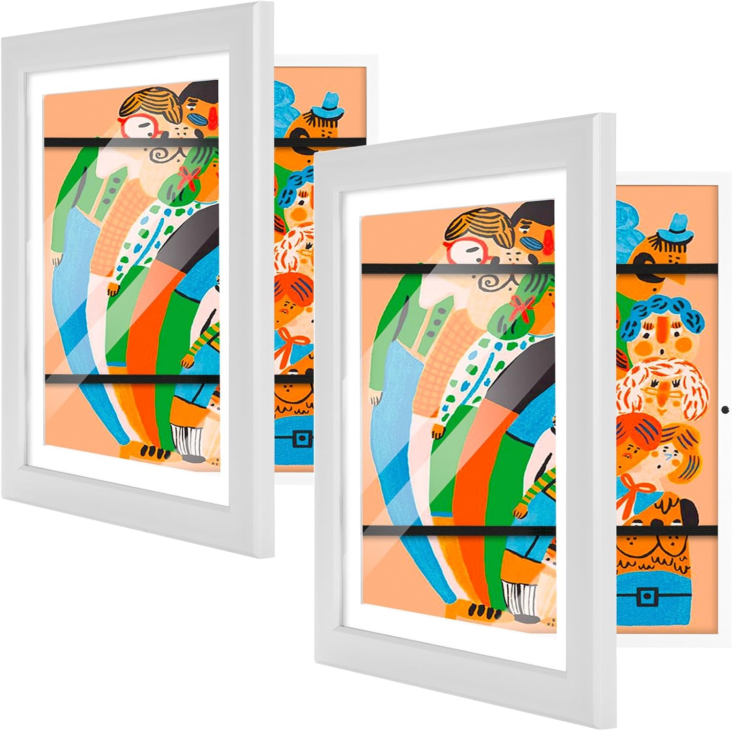 Photo Albums, Frames & Accessories - WUIRCCX 10x12.5 Kids Art picture frame,Front Opening Display 8.5x11 With Mat and HD Glass,Horizontal and Vertical Art Display For Kids Artwork,Photos,Crafts,Drawing Frame(White,2-Pack)