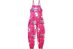 Alikhonf Girls Sleeveless Romper Kids Loose Jumpsuit Toddler Overalls Casual Playsuit Summer Outfit Clothes with Pockets