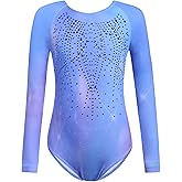 Zaclotre Kid Girls Gymnastic Leotard Long Sleeve Color Gradient Sparkly Ballet Dance One Piece Outfit