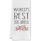SereneHanctuary Dog Abuela Grandma Gifts Kitchen Towels, Dogs Lovers Owners Gifts for Women Dish Tea Towels, World's Best Dog Abuela Decorative Hand Towel for Kitchen Bathroom, 16x24 Inch