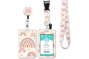 HINSLY Be Kind ID Badge Holder with Lanyard, Retractable Badge Holders Reels with Lanyards Adjustable, for Women Kids Teacher Nurses Doctor Student