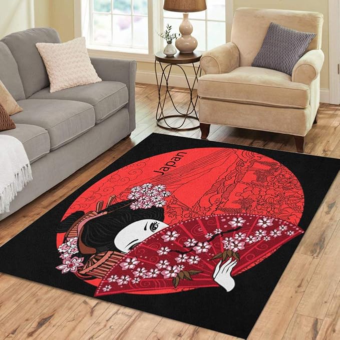 Pinbeam Area Rug Japan Geisha Japanese Woman Asian Beautiful Billboard