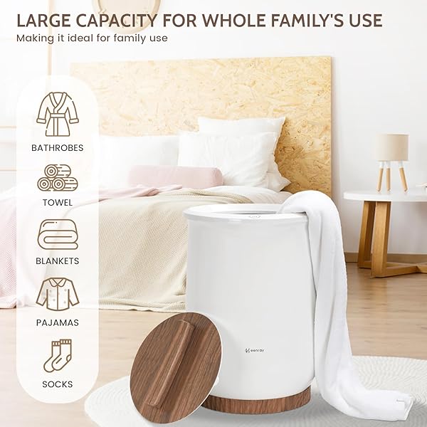 KEENRAY TOWEL WARMER, LUXURY TOWEL WARMER BUCKET, LARGE TOWEL WARMERS FOR BATHROOM, AUTO SHUT OFF, FITS UP TO TWO 40″X70″ OVERSIZED TOWELS, BATHROBES, BLANKETS, PJ’S AND MORE, CL1(BROWN)