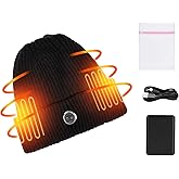 RNSSEZ Heated Hat, Electric Rechargeable Battery Heated Hat for Women, Rechargeable Warm Winter Cap for Outdoor Sports (Black)