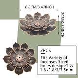 Bansusu 2-Pack Lotus Incense Holders, 6-Hole Brass Burner for All Incense view 2
