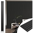 Art3d 4pcs-107 x 8in Slat Acoustic Panel for Wall and Ceiling, 3D Fluted Sound Absorbing Panel with Wood Finish, Black
