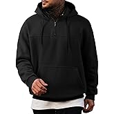 JMIERR Mens Casual Cotton Hoodies Drawstring Quarter Zip Pullover Sweatshirts