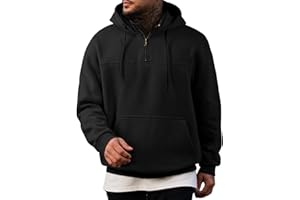 JMIERR Mens Casual Cotton Hoodies Drawstring Quarter Zip Pullover Sweatshirts