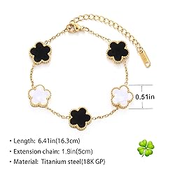 TICVSS Four Leaf Clover Bracelet for Women 18K Gold