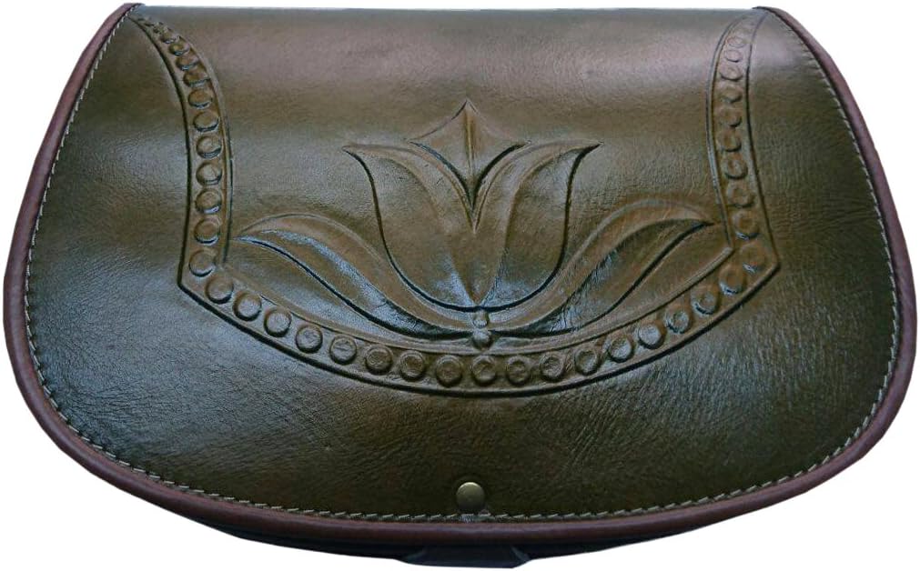 Koson Leather Molded Design Handmade Handbag Unique Green Tulip