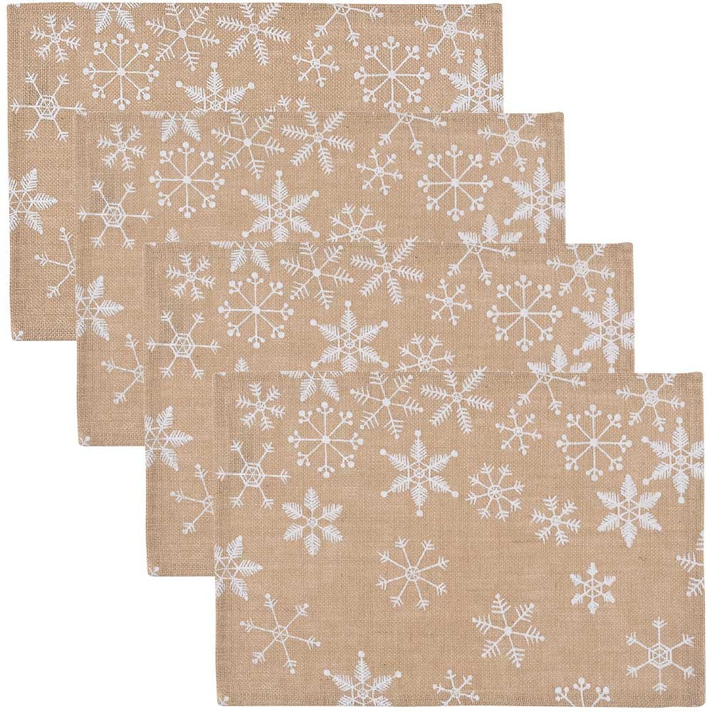 Now Designs Burlap Placemats, Set of Four, Snowflake Design LAVORIST