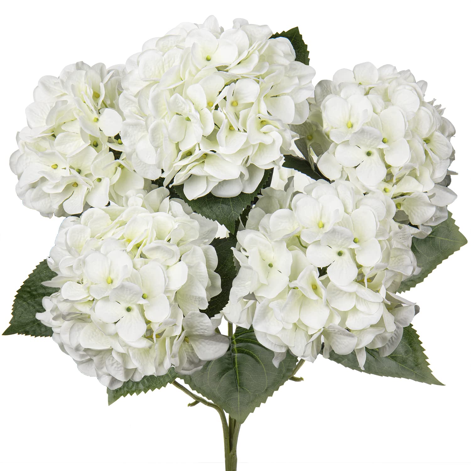 Photo 1 of White Hydrangea Artificial Flowers Large Artificial Hydrangeas Silk Flowers for Home Decor Indoor Wedding Flowers Bouquets Faux Flowers Kitchen Centerpiece Table Decorations