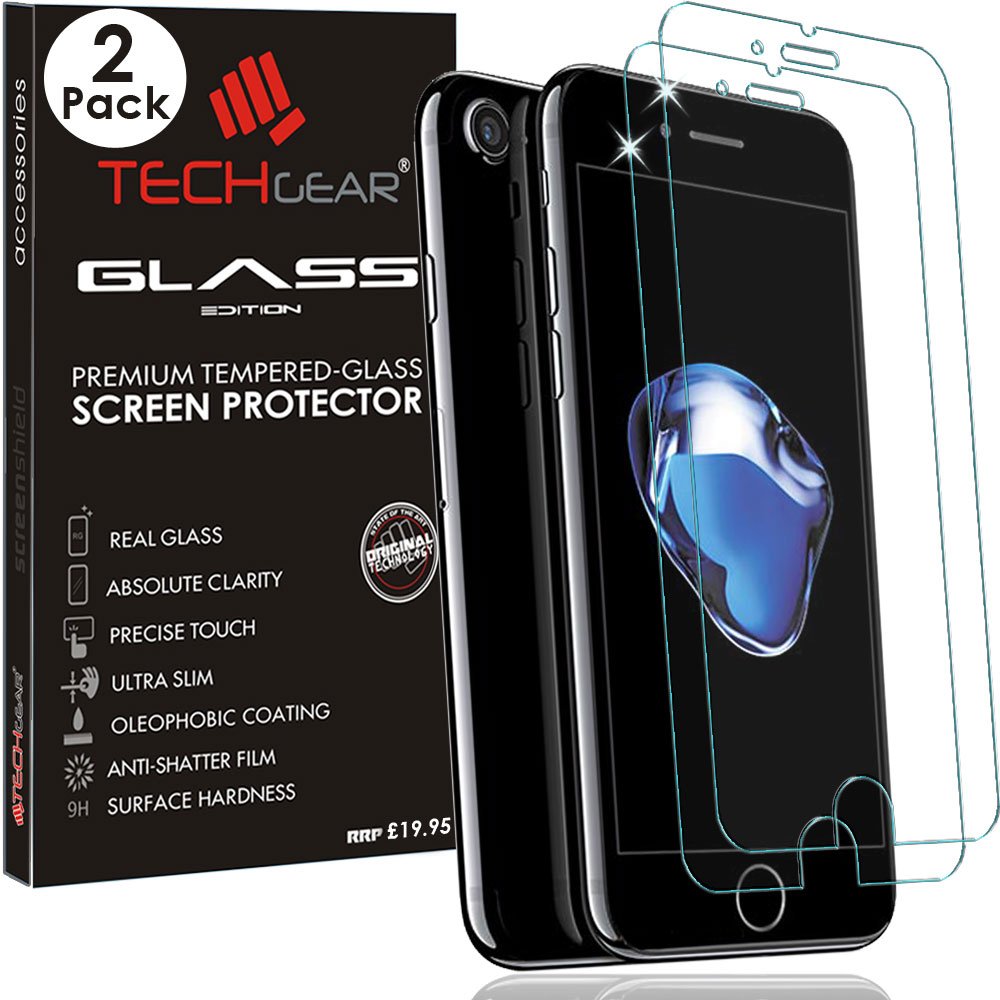 TECHGEAR [2 Pack] GLASS Edition for iPhone 8 Plus, iPhone 7 Plus (5.5 Inch) - Tempered Glass Screen Protector