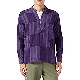 Shopoholic Fashion Mens Stonewashed Plain Stripe Patch Hippie Shirt