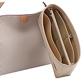 Doxo Purse Organizer Insert, Felt Bag Organizer with Detachable Zipper Pocket, Women Handbag Organizer, Perfectly Fits LV Graceful PM & Cluny MM and More, Lightweight Durable LV Bag Insert (Beige,SM)