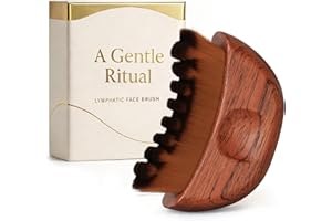 Lymphatic Drainage Face Brush, Facial Sculpting & Contour Tool for Face and Neck, Dry Brushing Skin Care Massager, Natural Wo