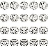 HOBBIESAY 40Pcs 8x5.5mm Antique Silver Beads Tibetan Round Spacer Beads Bulk Bracelet Bead Metal Rondelle Spacer Bead for Bracelets Necklaces Jewellery Making,Hole: 3.5mm
