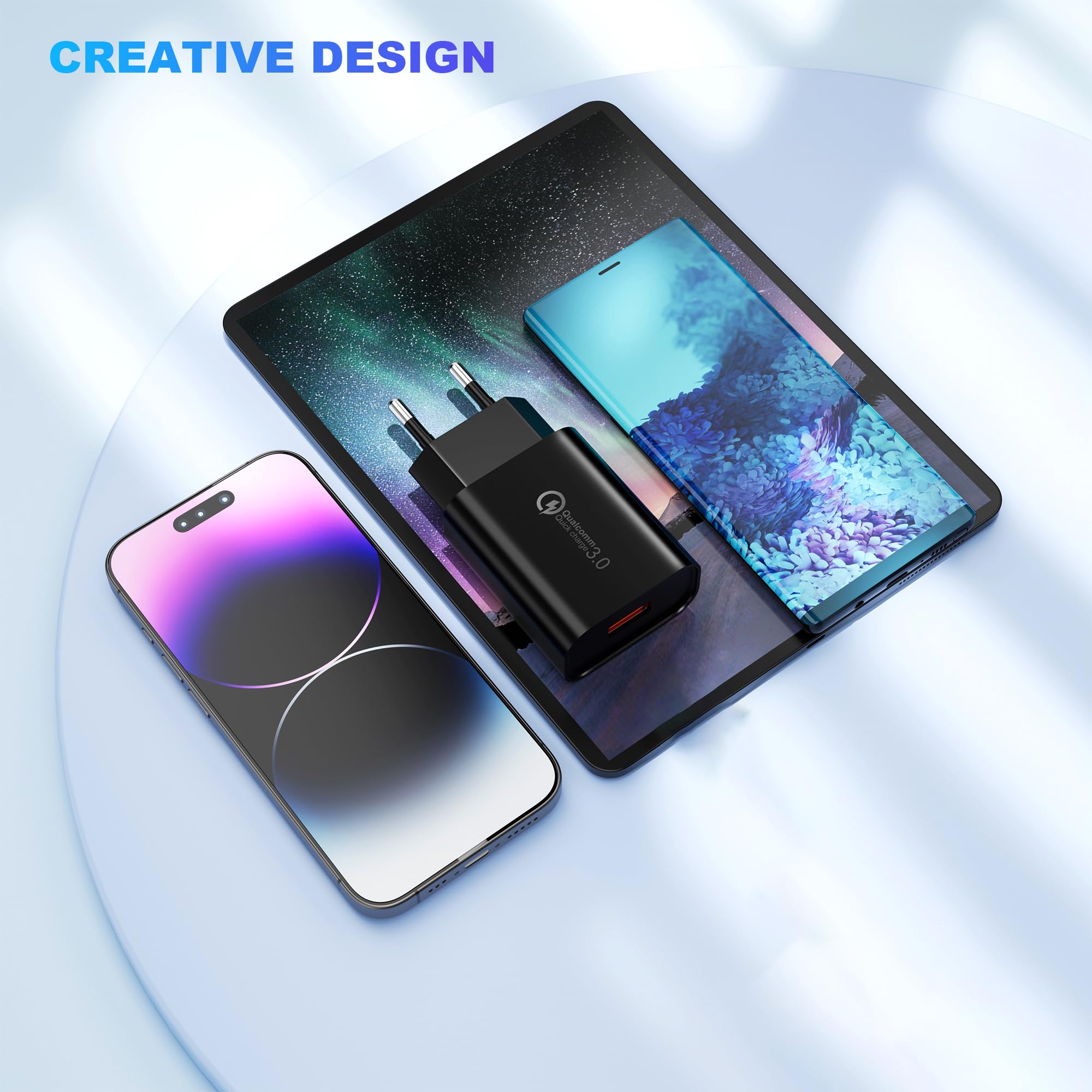 2 Stück USB Ladegerät Stecker, 18W Quick Charge 3.0 Schnellladegerät Netzteil 3A Ladeadapter für Samsung Galaxy S23/S22/S21/S20/S10/S9/S8/A54/A13, iPhone, iPad, Huawei, Xiaomi, HTC, LG und mehr 5