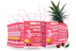 Glucose SOS Melts Made with Dextrose Powder Natural Fruit Puree Sugar, Like Glucose Tabs, Fast Acting Tablets That Melt with 10 Individual 15g Servings of Cherry/Pineapple