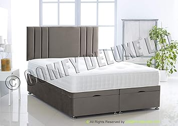 Ottoman Bed Foot Lift Plush Velvet Base And Savannah Headboard By