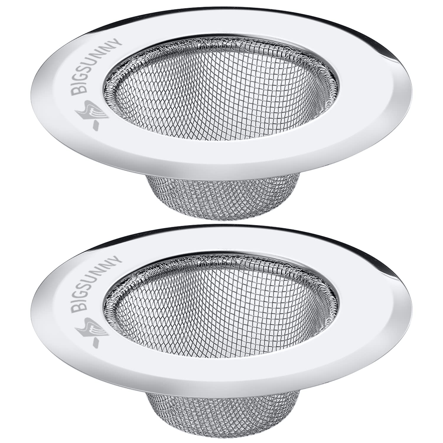 MSY BIGSUNNY Mesh Sink Strainer Set of 2, Stainless Steel Kitchen Drain Strainer with Large Wide Rim 4.5 inch Diameter