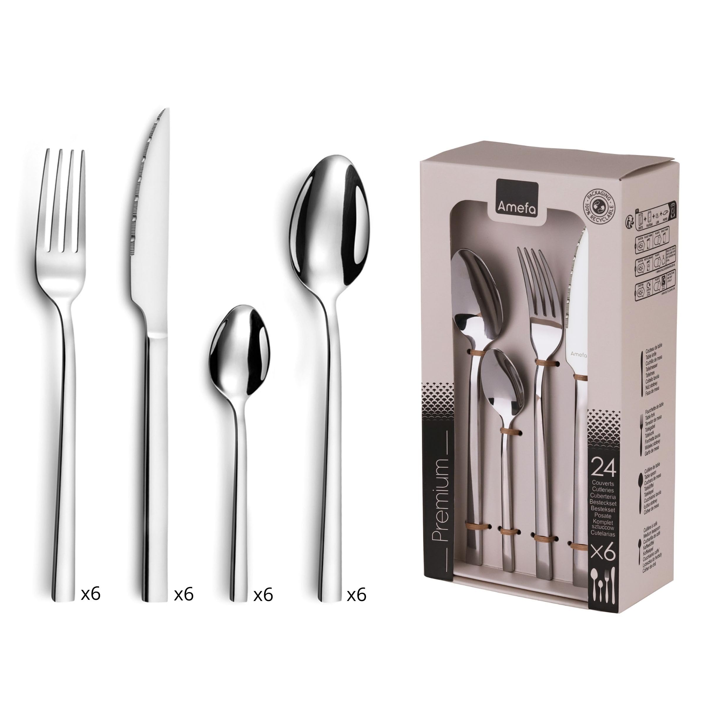 Amefa Charactere Set of 24 Cutlery Stainless Steel 27cm-4mm Steel