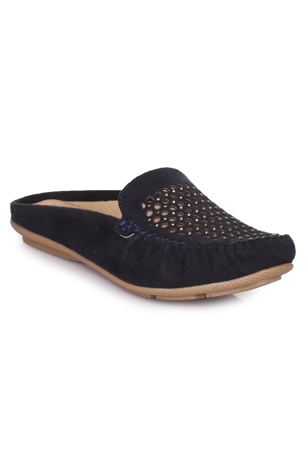 style panda navy blue/pink suede designer slip on doctor shoes, backless sneakers for women