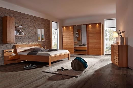 Lifestyle4living Schlafzimmer Schlafzimmermobel Set Schlafzimmereinrichtung 4 Teilig Drehturenschrank Bett Nachtschrank Erle Teilmassiv Parsol Bronze Spiegel Amazon De Kuche Haushalt