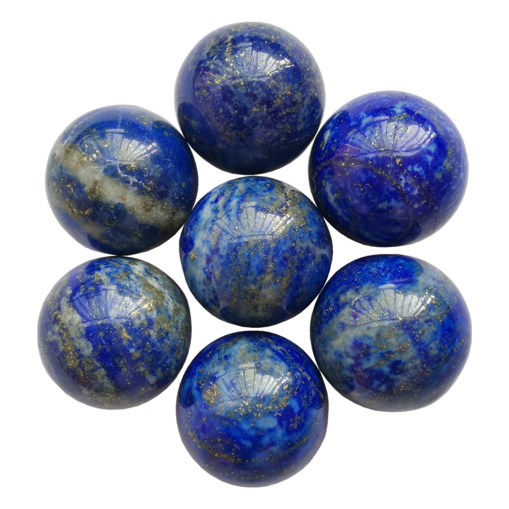 Manekieko 7 Pcs Natural Lapis Lazuli 2cm Crystal Sphere Ball Set,Feng Shui Chakra Aura Home Desk Decor Decorative Collection