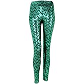 Ayliss Women High Waisted Tight Mermaid Fish Scale Printed Leggings Stretch Tight Stretchy Leggings Pants Custome Party