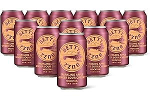 Betty Buzz Sparkling Apple Ginger Sour Cherry Mocktail by Blake Lively (12 pack Cans) - Natural Flavors & Sweeteners, Only Cl