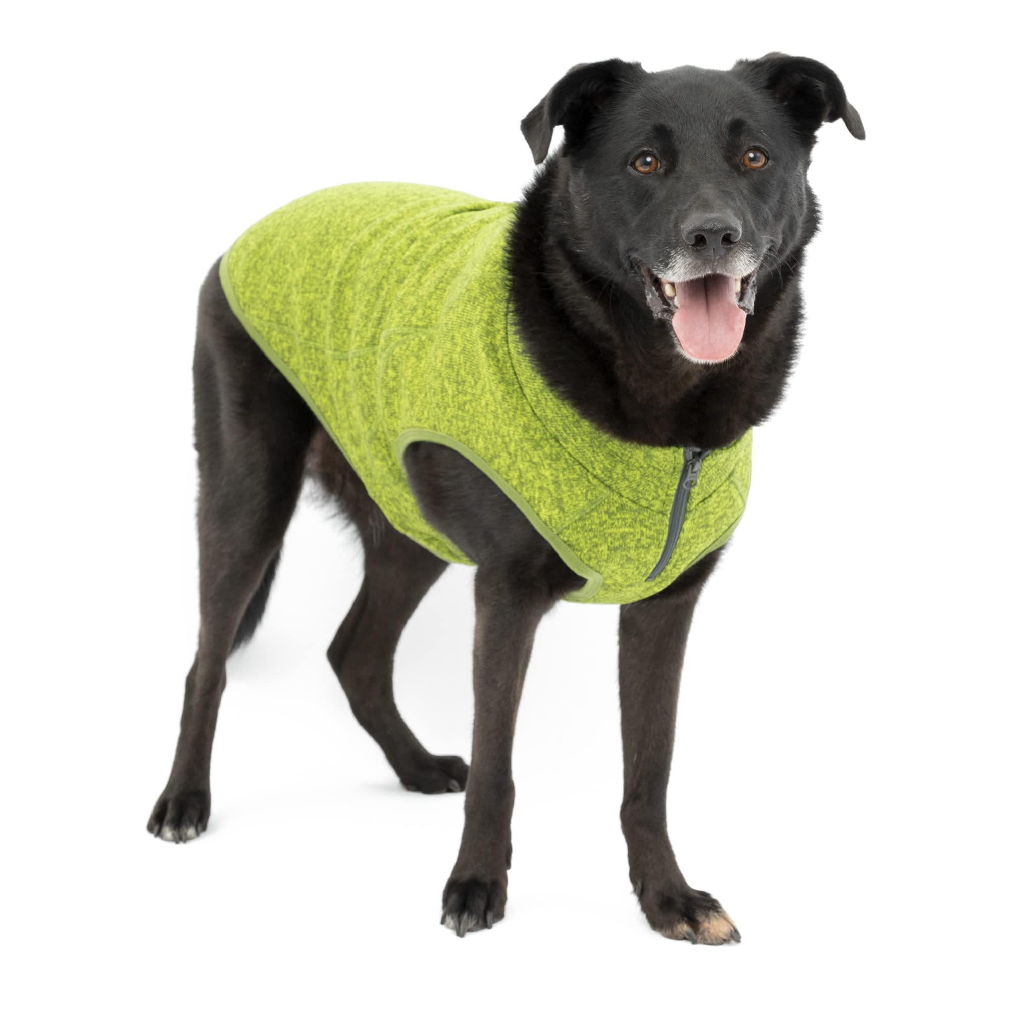 Kurgo K9 Core Dog Sweater | Year-Round Sweater for Dogs | Dog Fleece Vest | Knit Fleece Pet Jacket | Fleece Lining | Lightweight | Zipper Opening for Harness | Adjustable Neck | Green | Large