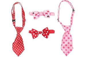 LALAFINA 2 Sets Valentine’S Day Dog Bow Tie Props Heart Patterned Pet Bow Ties Party Necktie Accessories for