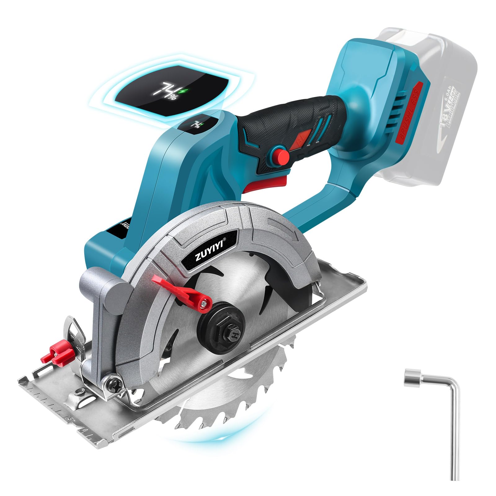 Photo 1 of ZUYIYI 6 Inch Cordless Mini Circular Saw for Makita 18V Battery(Not Inclued), 12000RPM 2"(90°) Cutting Depth, Brushless Compact Tile Saw for Wood, Tile, Metal, Plastic, for 5-1/2, 5-3/8 Inch Blade
