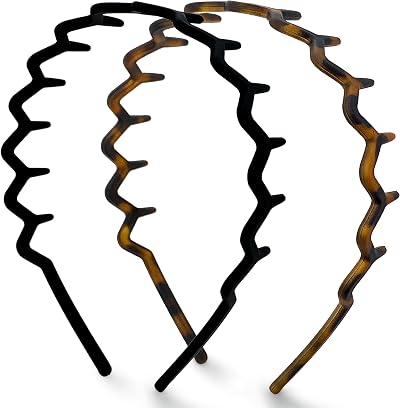 Kitsch Zig Zag Headbands Women 2pcs Black & Tortoise Recycled Plastic