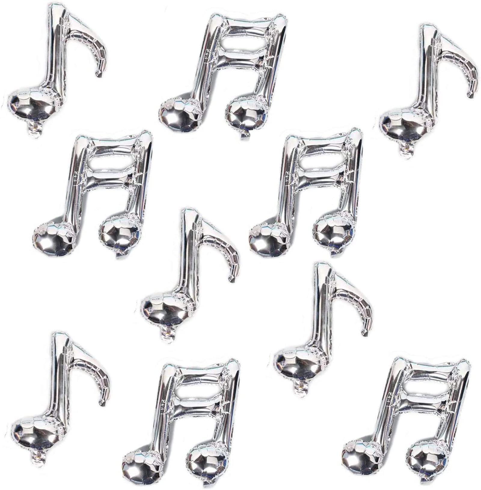 Photo 1 of 10 PCS Musical Note Aluminum Foil Balloons Guitar Silver Happy Birthday Balloons Banner Music Party Decorations for Themed Party, Birthday, Home Outdoor Celebrations