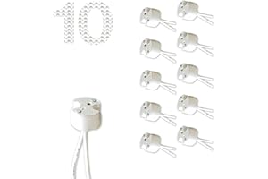 DEMASLED 10-Pack MR16 Socket for LED & Halogen Bulbs, Mini Bi-Pin, GU5.3, G4, GU4, GU6.35, GY6.35, GX5.3, GZ4 Ceramic Base Wire Connector for MR11 & MR16 Lighting Fixtures