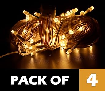 MPROW 20 Meter High Density Still Led Ladi Christmas Led String Light for Festive Decorations, Diwali and Christmas Lighting (Warm White, 4)