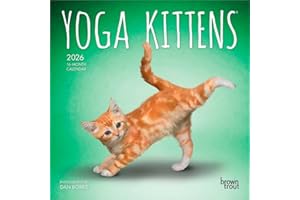 Yoga Kittens OFFICIAL | 2026 7 x 14 Inch (Hanging) Monthly Mini Wall Calendar | BrownTrout | Animals Humor Cats Feline