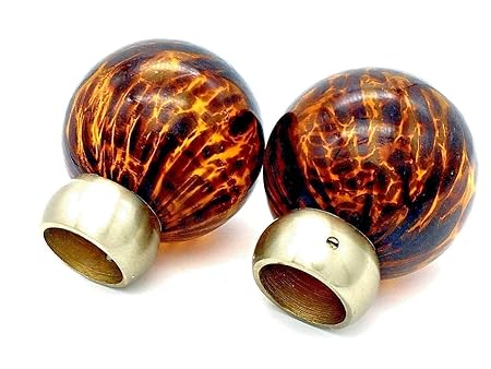 Swish 1 X Pair Finials For 28mm Curtain Pole Tortoiseshell Glass