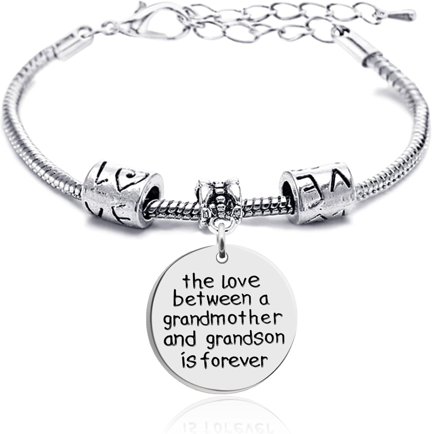 Family Bracelet The Love Between a Grandmother and Grandson is Forever Bangle Gift for Grandma