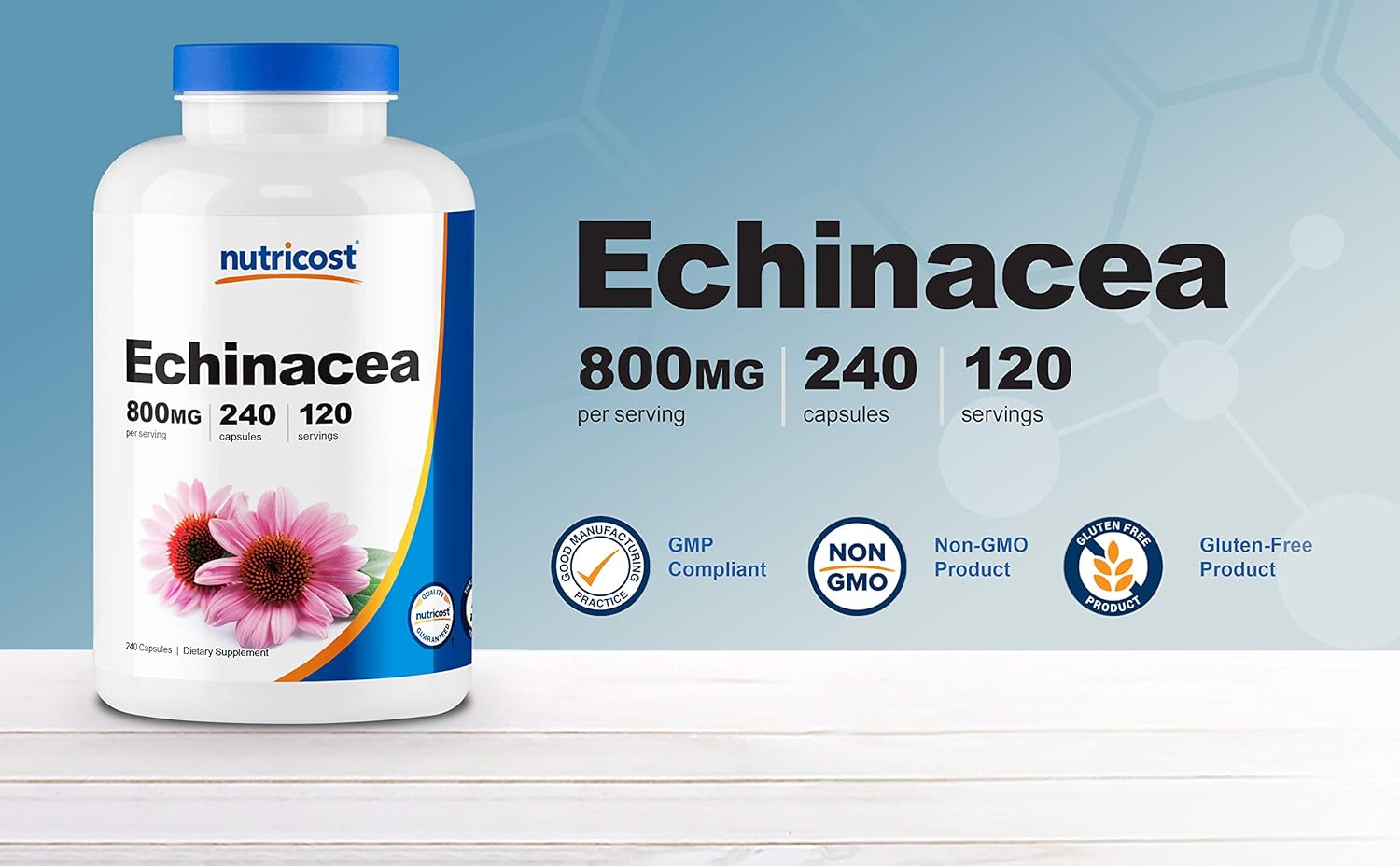 Nutricost Echinacea 800mg, 240 Capsules - Veggie Caps, Non GMO, Gluten Free, 120 Servings: Health & Personal Care