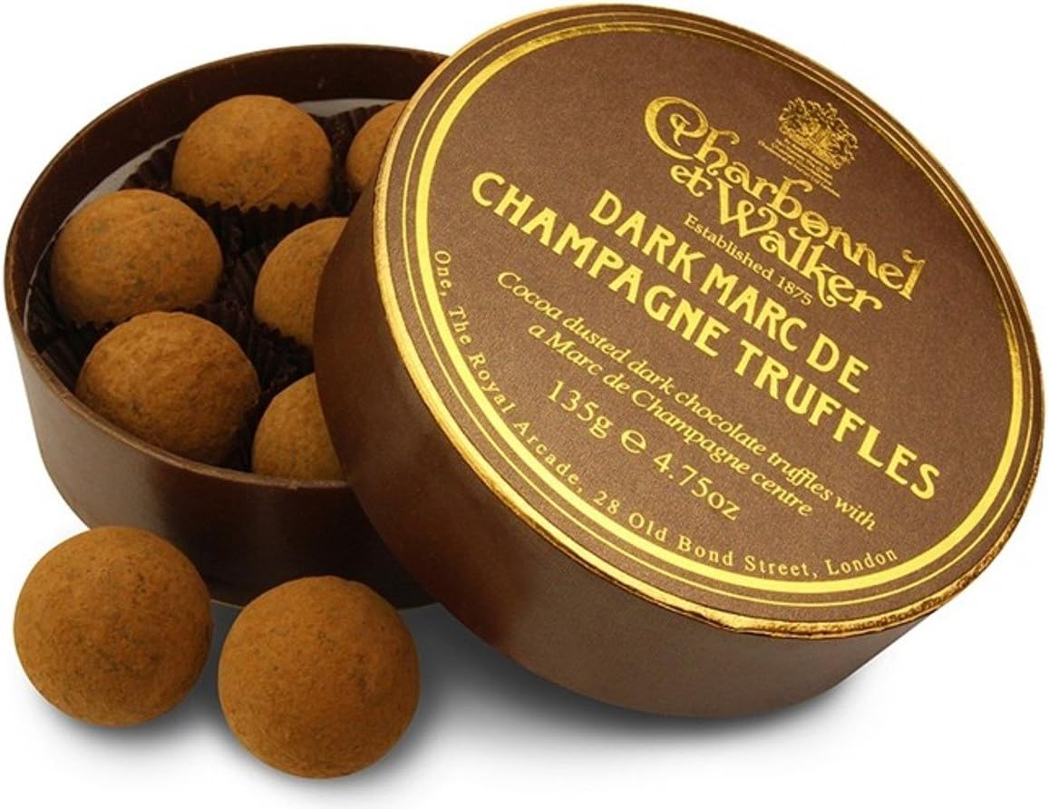 Amazon 英国王室御用達 Charbonnel Et Walker シャボネル エ ウォーカー ダークマールドシャンパーニュトリュフ 135g Dark Marc De Champagne Truffles 並行輸入品 Charbonnel Et Walker シャルボネル エ ウォーカー チョコレートトリュフ 通販