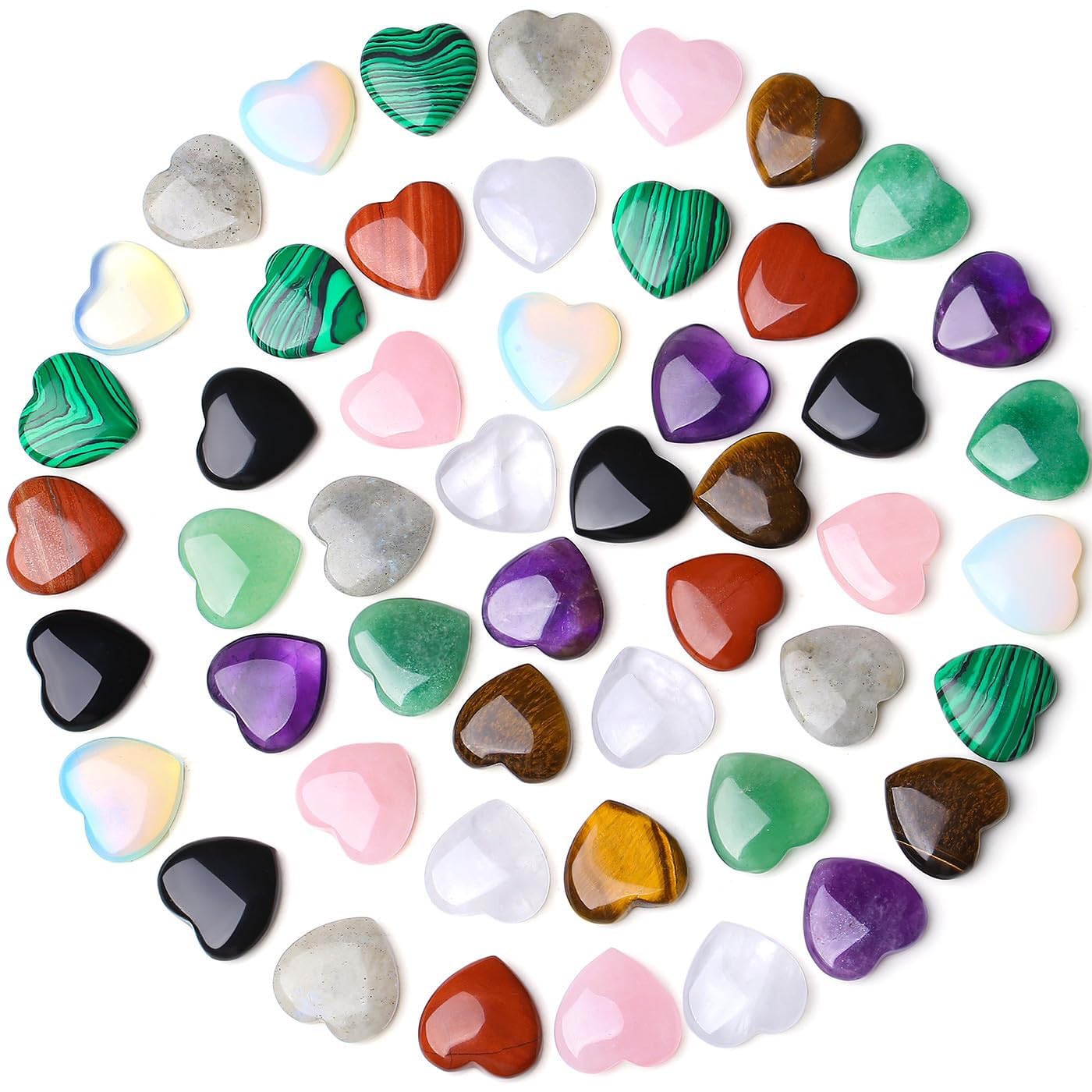 XIANNVXI 50 Pcs Crystals Heart Stones Crystals Decor Multicolour Love Puff Cute Assorted Crystals Bulk Decorative Accessories for Room Wedding Anniversary Decoration