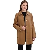 TAHARI womens Single-breasted Soft Wool Coat With Satin Gold Buttons, Pockets, Side Slit, 32" Length