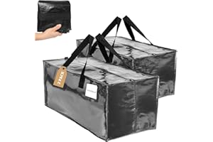 ‎CHVEGLUZ CHVEGLUZ 2 Packs Moving Bags Heavy Duty Extra Large,Storage Bags with Zipper&Handles, Sturdy&Durable Clothes Storage Bags Totes for College Dorm Essentials, Moving Boxes for College Supplies, Black