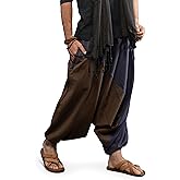 Travel Hippie Parachute Pants for Men, Baggy Flowy Pants Lounge Yoga Harem Boho Music Festival Dance Pant